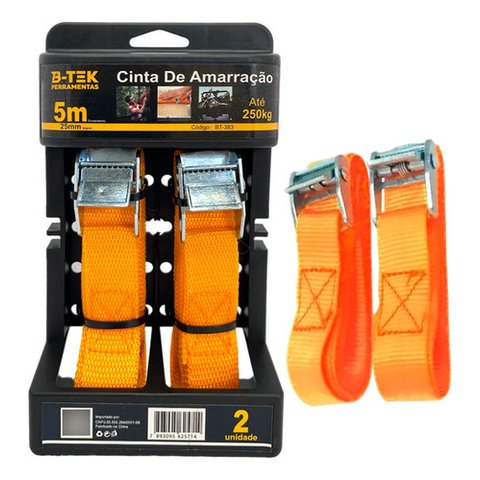 Conjunto 2 Cintas para Carga com Catraca 5m Total Reforçada 250kg