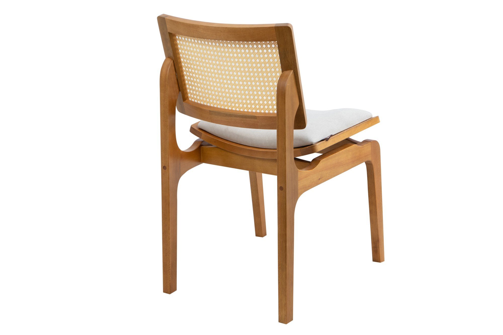 Cadeira Megan Madeira Estofada Telinha Moderna Luxo Alta Decoração:Veludo Cinza Claro - 4
