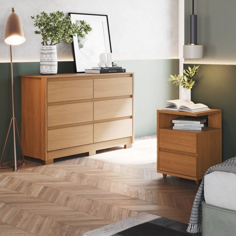 Conjunto Quarto Adulto 01 Cômoda e 02 Mesas de Cabeceira Ravenna