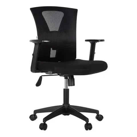 Cadeira Escritório Ergonômica em Tela com Apoio Lombar Preta Preto Poliéste