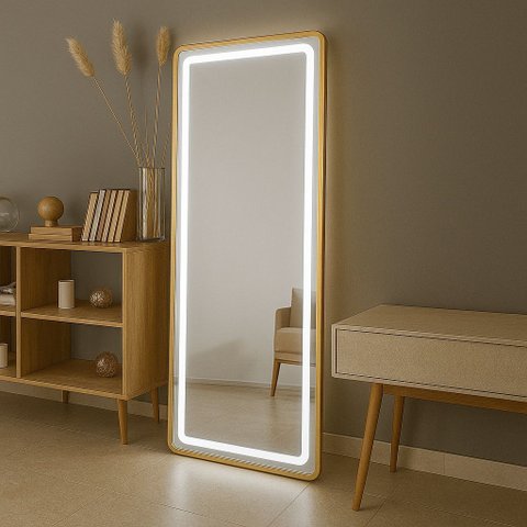 Espelheira 170x70 E14 Aluminio Dourado Sup Par Led Jat 01 Branco Bivolt