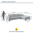Ver imagem 3 de Sofá de Canto 6 Lugares Chaise Modulado 320cm com Base em Madeira Maciça Dominique Yescasa