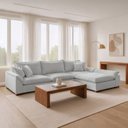 Ver imagem 1 de Sofá de Canto 6 Lugares com Chaise Modulado 320cm com Base em Madeira Maciça Dominique Yescasa