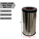 Ver imagem 3 de Lixeira Inox Para Lavabo Aro Anti Inseto Hole Trash 3L