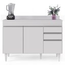 Ver imagem 7 de Balcão Gabinete para Pia com Tampo 120cm Michigan Branco - Lumil
