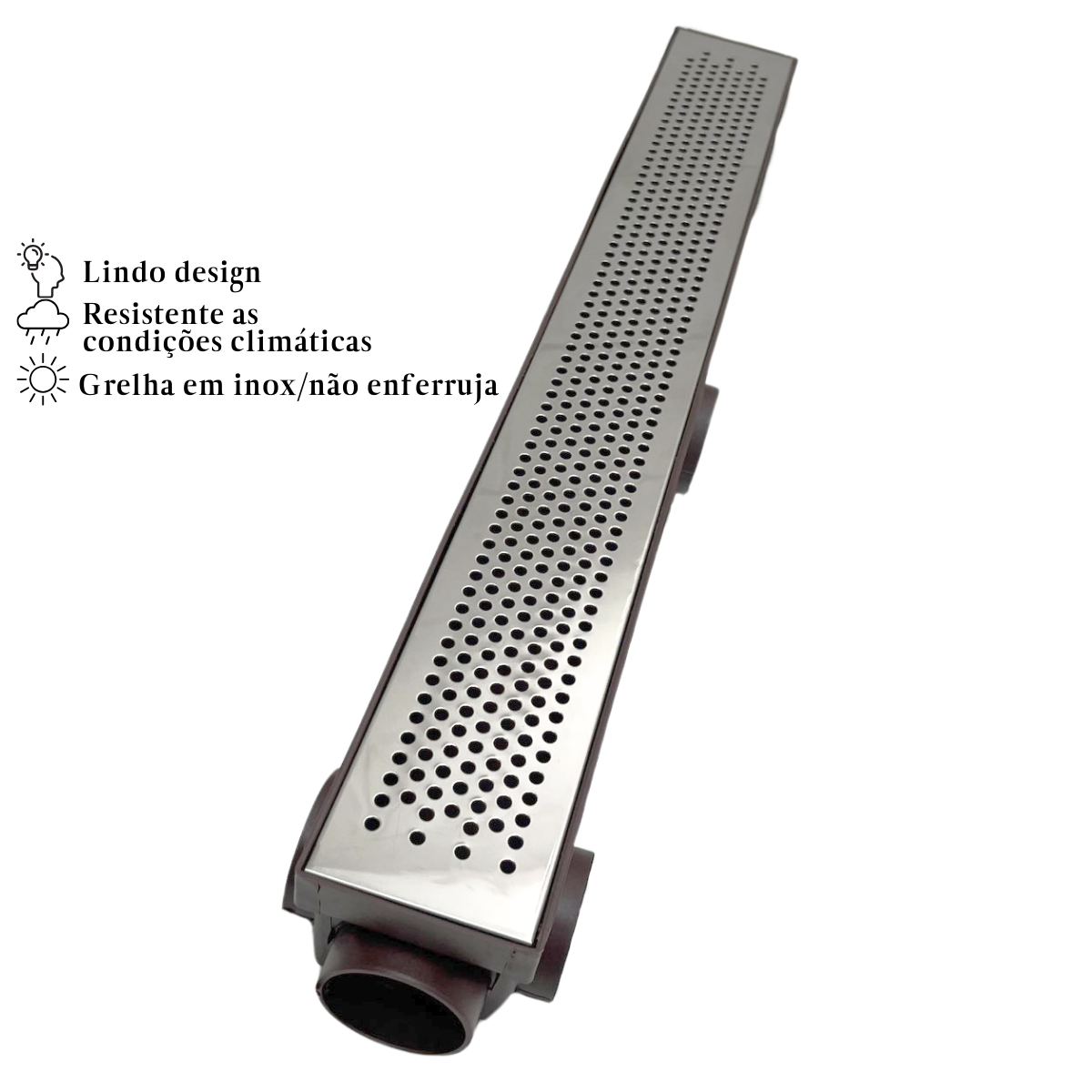 Ralo Linear Quintal Varanda 6x50 Bolinha Cocho Marrom - 2