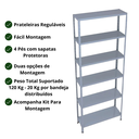 Ver imagem 3 de Prateleira Armário Estante Aço 6 Bandejas 60 Cm Slim:cinza