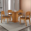 Ver imagem 1 de Mesa de Jantar Loren 90cm Tampo Mdf Canto Reto e 4 Cadeiras Copper Moderna Mobília