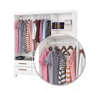 Ver imagem 6 de Guarda-roupa Solteiro Aria 6 Portas 6 Gavetas com Pés e Espelho Branco - Pnr Móveis