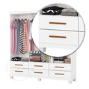 Ver imagem 5 de Guarda-roupa Solteiro Aria 6 Portas 6 Gavetas com Pés e Espelho Branco - Pnr Móveis