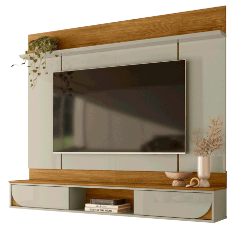 Painel para TV de até 65 Polegadas 2 Portas Áustria Cumaru/Opala