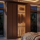 Ver imagem 4 de Guarda Roupas Solteiro 182cm Seringal c/LED CabeCasa MadeiraOriginals Marrom/Nogal