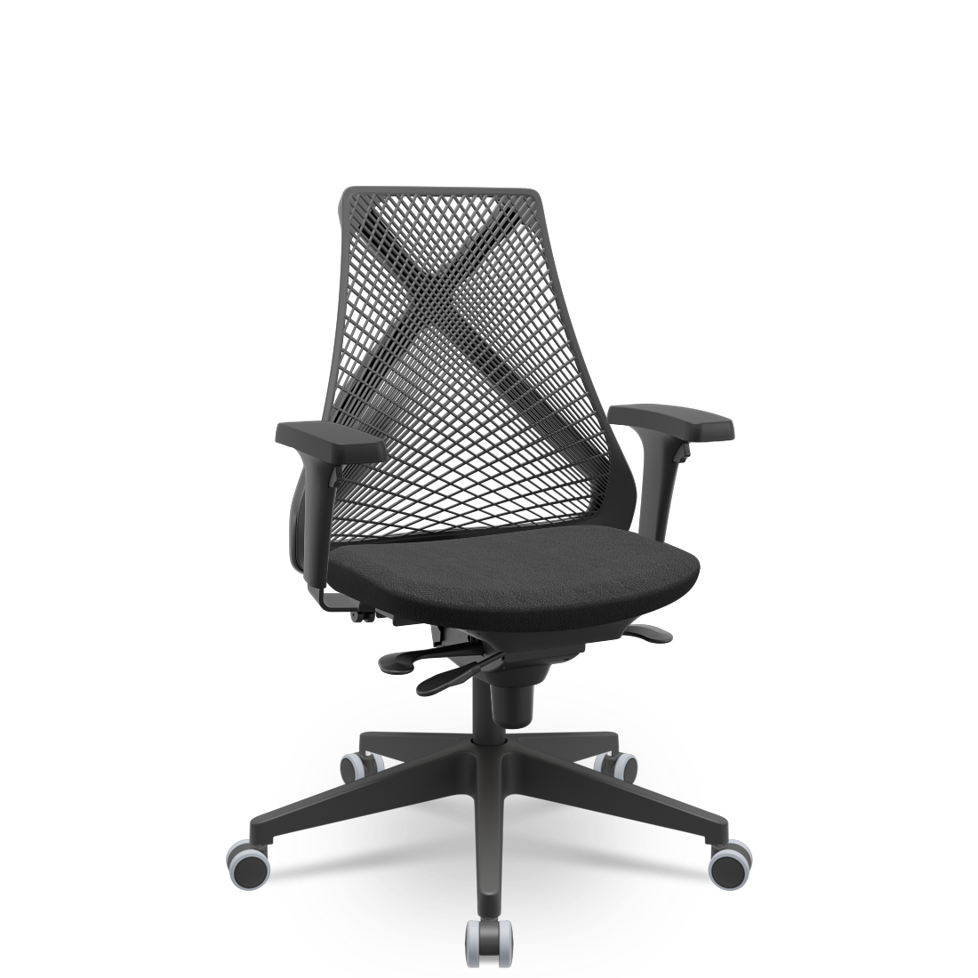 Cadeira Escritório Presidente Tela Bix X+ Sincron Slider - Plaxmetal - Preta