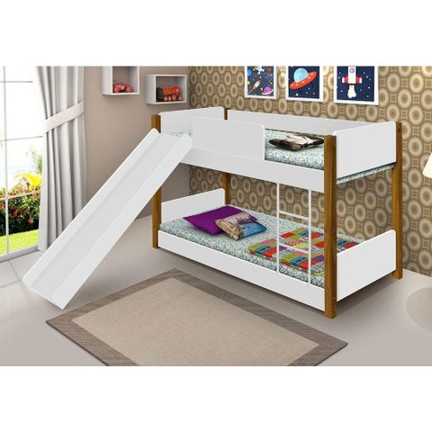 Beliche Infantil Com Escorregador Juvenil Valentina - Branca E Mel Branco