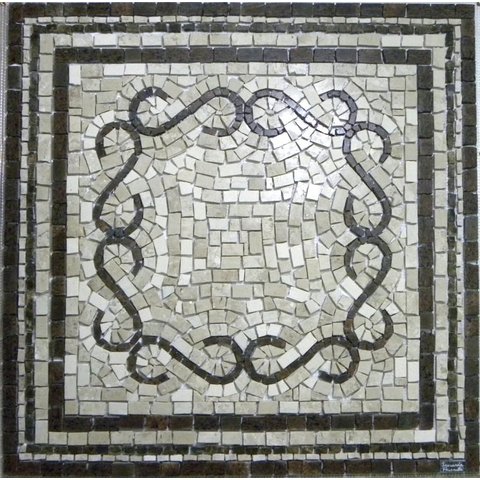 Piso em Mosaico Romano Volute In Quadrato 130cm