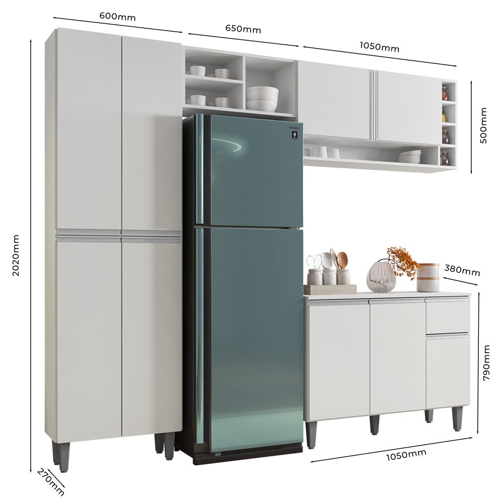 Cozinha Completa Modulada Vanessa 5 Peças Branco AJL Móveis - 2