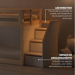 Beliche Montessoriana com Janela, Led e escada lateral New Garden Casatema - 8