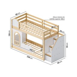 Beliche Montessoriana com Janela, Led e escada lateral New Garden Casatema - 4