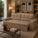 Ver imagem 1 de Sofá Retrátil 2 Lug com Molas 1,50m Vera Suede Cappuccino
