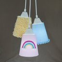 Ver imagem 3 de Lustre Pendente Luminária Frufru Quarto Bebê Arco Íris Bivolt