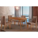 Ver imagem 1 de Conjunto: Mesa Sala Jantar Havana Tampo Curvo 120cm+4 Cadeiras Dafne Madeira Naturale - Capuccino/