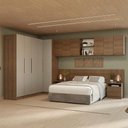 Ver imagem 1 de Quarto Completo Casal de Canto 580 cm com Mesa de Cabeceira Rustic/Crema Neo Madesa