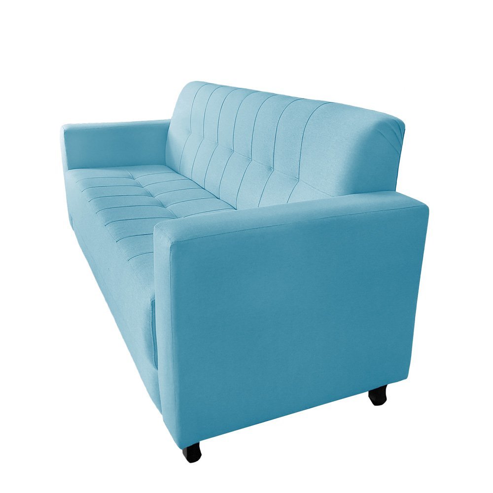 Sofa Elegance 3 Lugares Suede Azul Turquesa - Lares Decor