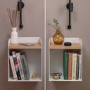 Ver imagem 1 de Conjunto 2 Mesas de Cabeceira Suspensa 20cm em Aço Nicho de Parede para Quarto Minimalista - Branca