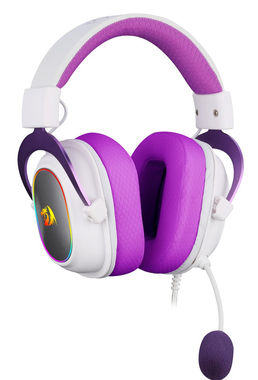 Fone Headset Gamer Profissional Zeus X Roxo 7.1 H510wp Usb Rgb Redragon - 2