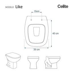 Assento Sanitário Laqueado Soft Close Like Pergamon (Bege Claro) para vaso Celite - 3