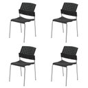 Ver imagem 1 de Kit 4 Cadeiras para Escritório Fixa Empilhável Hotel Auditório Movie Preto/Cromado