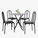 Ver imagem 1 de Kit Mesa Diamante 544 Sala de Jantar 4 Cadeiras Pés Tubular Floral/preto
