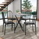 Ver imagem 2 de Kit Mesa Diamante 544 Sala de Jantar 4 Cadeiras Pés Tubular Floral/preto