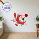 Ver imagem 1 de Adesivo Floral Boho Vermelho Estilo Nórdico 80x68 Minimalista Mod.05