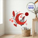 Ver imagem 2 de Adesivo Floral Boho Vermelho Estilo Nórdico 80x68 Minimalista Mod.05
