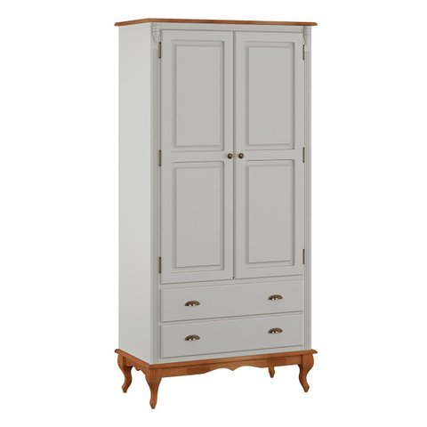 Guarda Roupa Madeira 2 Portas 60818 Hannover Linz Móveis - Off White/imbuia Glazer