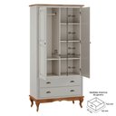 Ver imagem 2 de Guarda Roupa Madeira 2 Portas 60818 Hannover Linz Móveis - Off White/imbuia Glazer