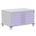 Ver imagem 1 de Mapoteca 5 Gavetas Pandin 120 Cm (larg) Inmetro Tampo Mdp Cinza Estrutura Aço Cinza Gavetas Lilás