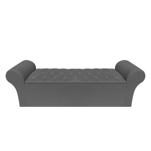 Recamier Baú Calçadeira Chaise Quarto King 195cm Madrid:suede Cinza Escuro