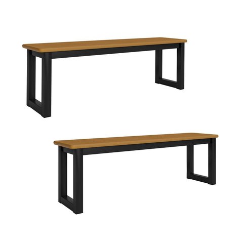 Conjunto 2 Bancos para Sala de Jantar Imperatriz Marrom/Preto/Nature