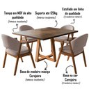 Ver imagem 2 de Mesa Jantar Isabela 1,20 Freijó Pés Cerejeira 4 Cadeiras Helen Retangular Sala Jantar - Bege Linho