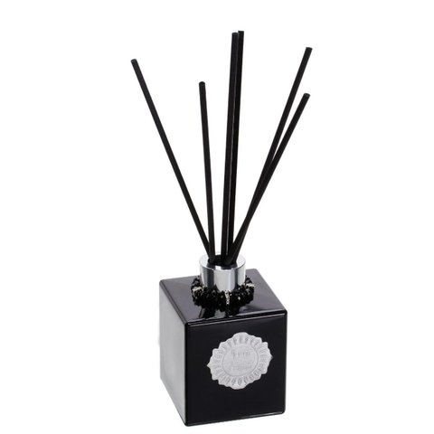 Difusor Varetas Vidro cubo preto 250ml Enf.prateados/varetas pretas - Fragrância: Bleu de mer Tânia