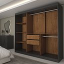 Ver imagem 5 de Guarda-roupa Casal Columbia 3 Portas 2 Gavetas 100% Mdf Preto - Panorama Móveis