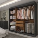Ver imagem 2 de Guarda-roupa Casal Columbia 3 Portas 2 Gavetas 100% Mdf Preto - Panorama Móveis
