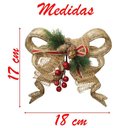 Ver imagem 4 de Kit 2 Enfeite Pendente Natalino Laço Dourado com Brilho Natal 18cm