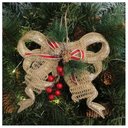 Ver imagem 1 de Kit 2 Enfeite Pendente Natalino Laço Dourado com Brilho Natal 18cm