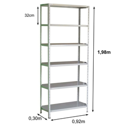 Estante Armário de Aço 6 Bandejas 90cm Cinza Suporta 150kg - 2
