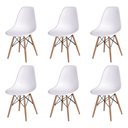 Ver imagem 1 de Kit 6 Cadeiras Jantar Eames Eiffel Pés de Madeira com Assento Branco