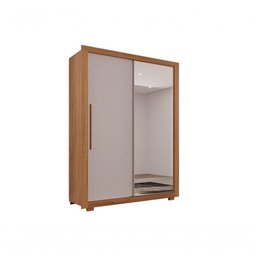 Guarda Roupa com Espelho 2 Portas 2 Gavetas Panamá Salleto Cinamomo/off White - 1