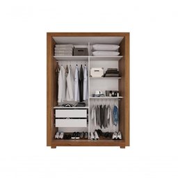 Guarda Roupa com Espelho 2 Portas 2 Gavetas Panamá Salleto Cinamomo/off White - 2